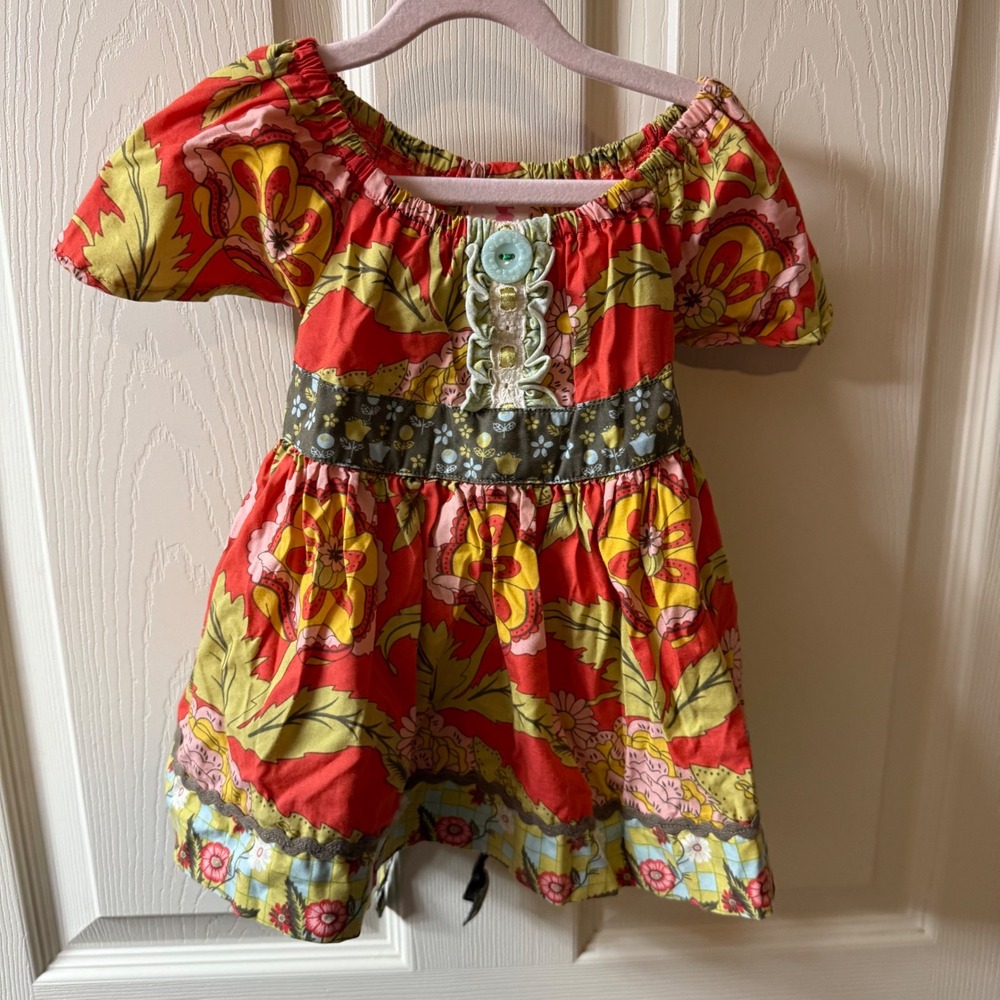 Matilda Jane Serendipity Tomato Peasant Top‎ in Fiona Floral pattern 18M Dress